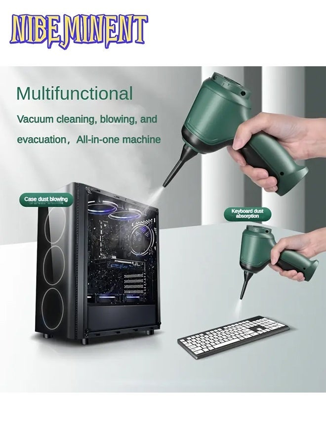 NIBEMINENT 3-in-1 High Power Wireless Handheld Vacuum Cleaner, USB Rechargeable with Multiple Suction Nozzles, Used for Suction, Air Extraction, and Blowing, Suitable for All Scenarios, Home, Car, and Pet Hair（Green） - Image 2